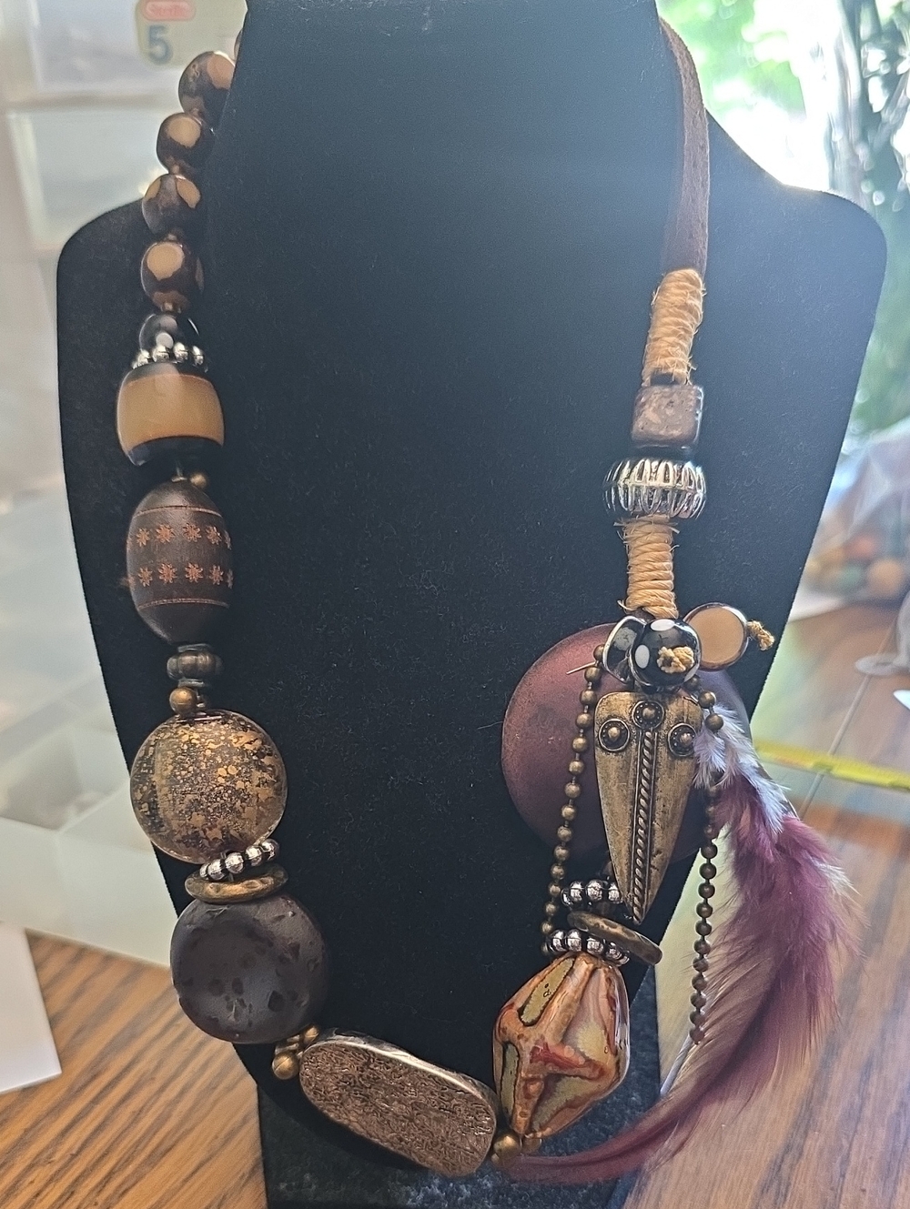 TRESKA Boho Statement Beaded Pendant Necklace